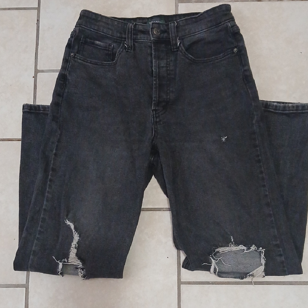 WILD FABLE Womens Size 2 Black Distressed Straight Leg Jeans
